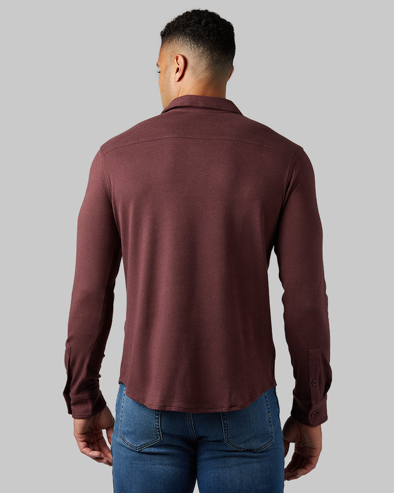MEN'S SOFT STRETCH KNIT LONG SLEEVE BUTTON-UP
