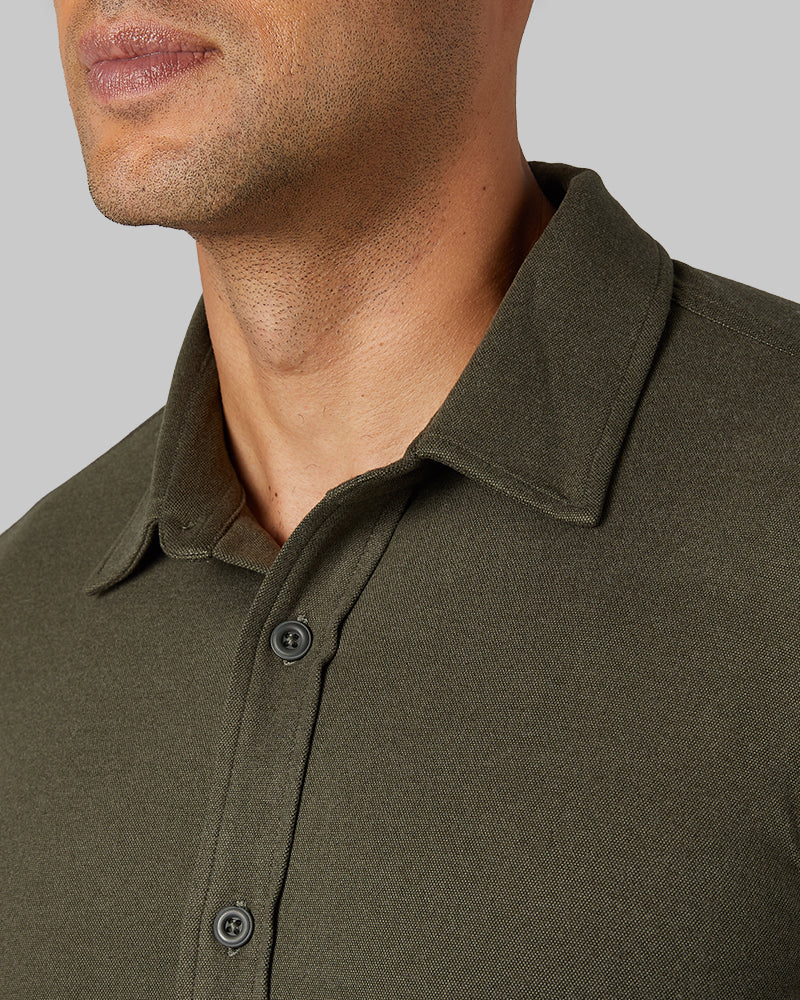 MEN'S SOFT STRETCH KNIT LONG SLEEVE BUTTON-UP