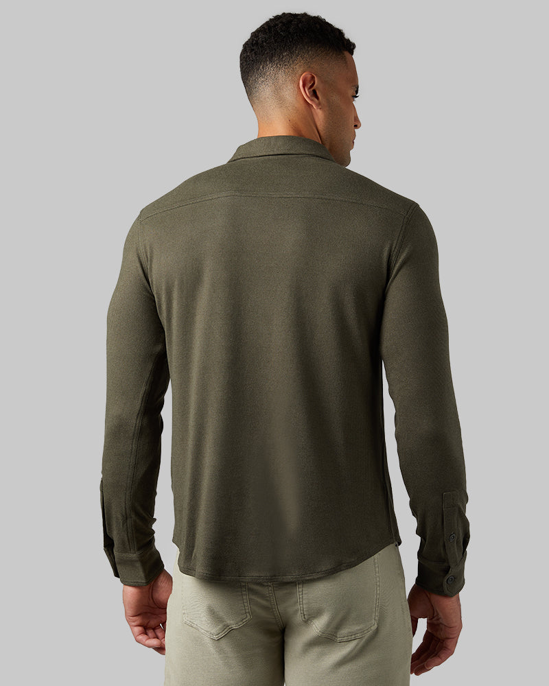 MEN'S SOFT STRETCH KNIT LONG SLEEVE BUTTON-UP